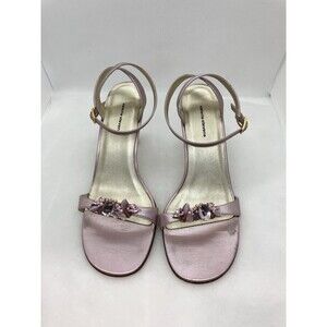 Chic Valerie Stevens Pink Dressy Sandals With Ankle Strap Gem Embellished 8.5”
